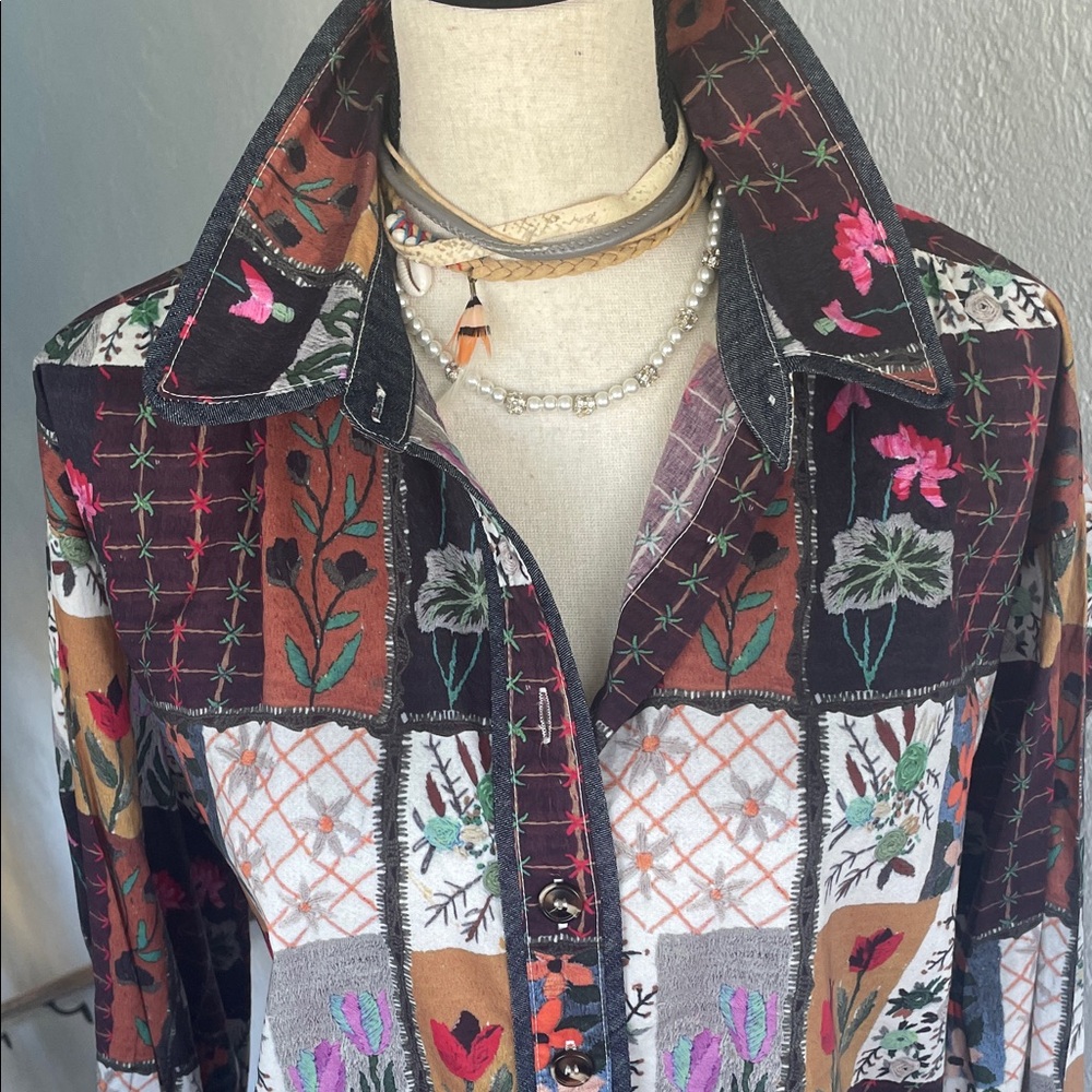 Jodifl Multicolor Patchwork Button Down Shirt - image 2